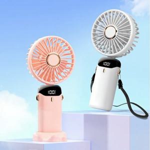 3 in 1 휴대용 선풍기, 핸드헬드 목걸이형/탁상용 선풍기, 5단계 디지털 디스플레이, 초저소음 여성용 메이크업 선풍기, 사무실용 클립형 선풍기