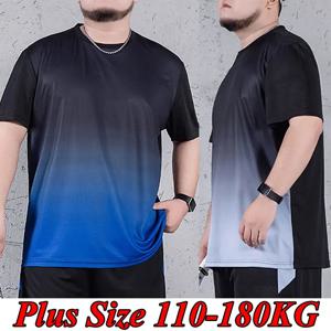 남성 티셔츠 플러스 사이즈 1XL-7XL 반소매 탑 봄 여름 그라데이션 티셔츠 빠른 건조 남성 스포츠 대형 통기성 티셔츠