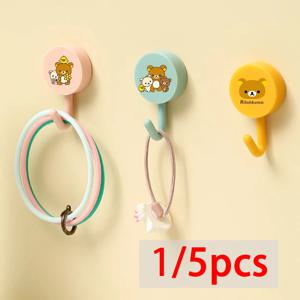 1/5PCS Rilakkuma 자기 접착 벽 후크 드릴링 없이 강력한 행거 후크 코트 가방 욕실 문에 대한 홈 스토리지 액세서리