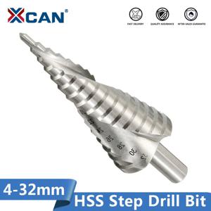 Xcan 스텝 드릴 비트 1개 4-12 4-32mm 파고다 드릴 육각 나사 드릴 코어 드릴링 도구 HSS 나선형 그루브 목재 금속 구멍 커터