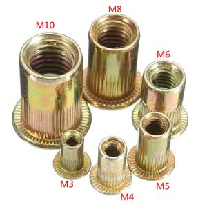 10/20PCS 아연 도금 탄소강 리벳 너트 M3 M4 M5 M6 M8 M10 플랫 헤드 스레드 리벳 인서트 너트 캡 리벳 너트