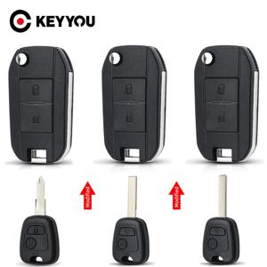 KEYYOU 1PCS 수정 된 버전 푸조 307 VA2 블레이드 엔트리 Fob 케이스 2 버튼 용 Citroen C1 C3 용 Toyota AYGO 용 접이식 자동차 키