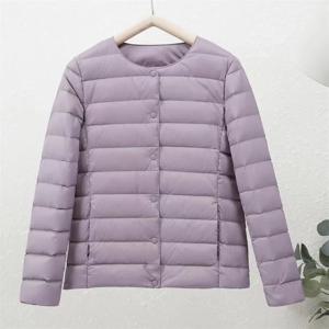 0-10 ℃   여성 초경량 가을 겨울 퍼퍼 자켓 2024 Collarless Reversible Duck Down Coat 여성 휴대용 깃털 오버 코트