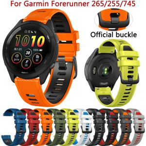 Garmin Forerunner 용 22mm 공식 스트랩 265 745 255 음악 시계 밴드 팔찌 Vivoactive 4 Venu 2 3 실리콘 밴드 교체