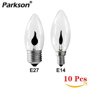10 개/몫 에디슨 불꽃 LED 캔들 전구 깜박임 E27 E14 220V 3W 팁/테일 레트로 빈티지 화재 필라멘트 램프 장식 조명