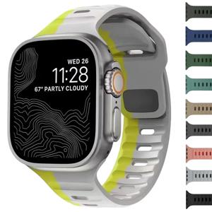 Apple Watch 밴드 용 부드러운 실리콘 스트랩 Ultra 2 49mm 44mm 45mm 42mm 41mm 42mm 스포츠 시계 밴드 iwatch Serise 5 6 7 8 9 팔찌