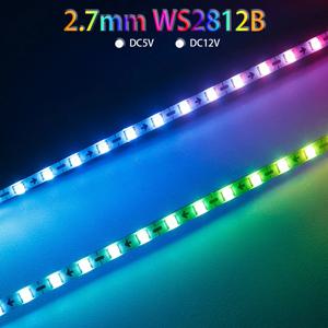 매우 좁은 2.7mm WS2812B LED 스트립 WS2812 2020 160Leds/m 개별적으로 주소 지정이 가능한 Samrt RGBIC 라이트 테이프 DC5V/12V