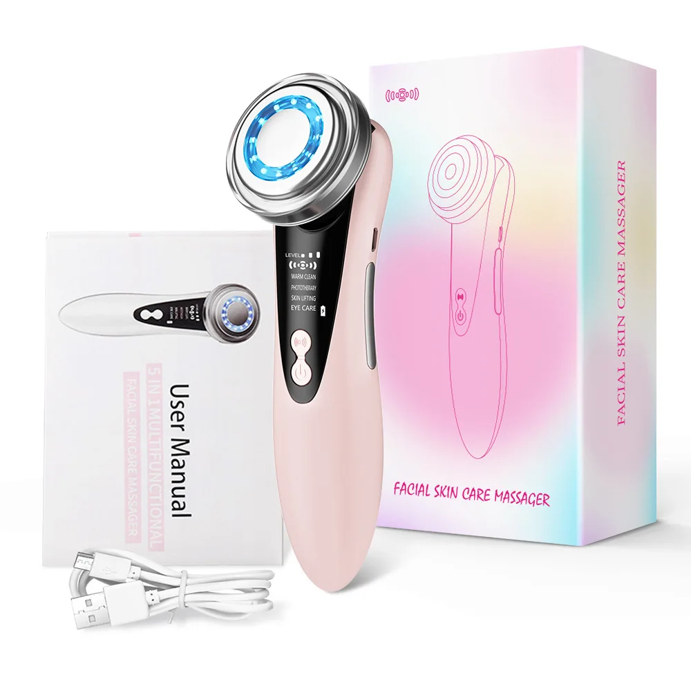 4 in 1 RF EMS 얼굴 마사지기 다기능 스킨케어 도구 얼굴 미용 기기 이중턱 제거 페이스 퍼밍 마사지기