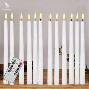 타이머가 있는 플레임리스 테이퍼 양초, 원격 깜박임 3D 인조 왁스 촛불 조명, 웨딩 크리스마스 파티 홈 장식, 6 개-24 개