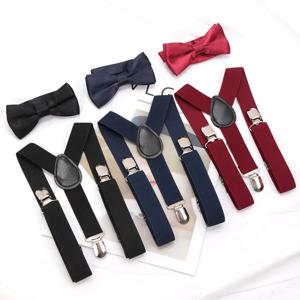 멜빵 Bowtie 세트 어린이 소년 소녀 어린이 크리스마스 선물 디자이너 조정 가능한 Y 백 교정기 웨딩 의류 액세서리