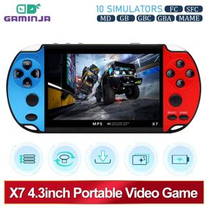 GAMINJA X7 4.3 인치 휴대용 게임 콘솔 IPS 스크린 비디오 게임 플레이어 HD 게임 콘솔 GBA GBC NES GBC 용 10000 게임 내장