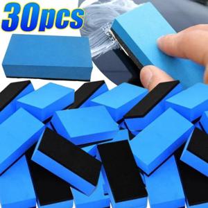 30pcs 자동차 세라믹 코팅 스폰지 애플리케이터 30/1PCS 유리 나노 왁스 코트 스폰지 블루 스퀘어 스폰지 및 천 청소 액세서리