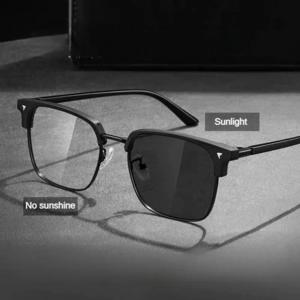 Photochromic 안티 방사선 푸른 빛 안경 사각형 금속 프레임 컴퓨터 안경 여성용 남성용 교체 렌즈