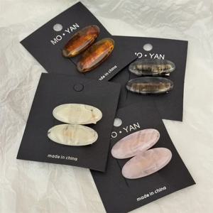 여성용 타원형 아세테이트 앞머리 클립, 귀여운 대비 색상 머리핀, 덕빌 클립, 여아용 헤어 클립, 템퍼러먼트 머리 장식, 헤어 액세서리