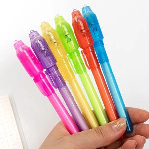 2 in 1 보이지 않는 잉크 펜 야광 펜 마법의 보라색 UV 블랙 라이트 콤보 드로잉 학습 교육 완구 어린이용 펜