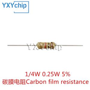 0.25W 탄소 필름 저항기, 1/4W 5% 1R 2.2R 3.3R 4.7R 5.1R 220R 330R 470 510 560 620 680 750 820 100 Ohm R K M 0R-10M, 910 개