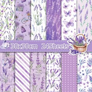 24pcs 30*30cm 라벤더 식물 스크랩북 공예 종이 DIY 공예 아트 배경 종이 종이 접기 카드 사진 앨범 장식 만들기