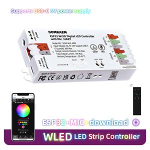 ESP32 WLED LED 컨트롤러 마이크 내장 DIY 동적 모드 UART Type-C 다운로드 앱 제어 Alexa Voice RF 2.4G WLED Remote