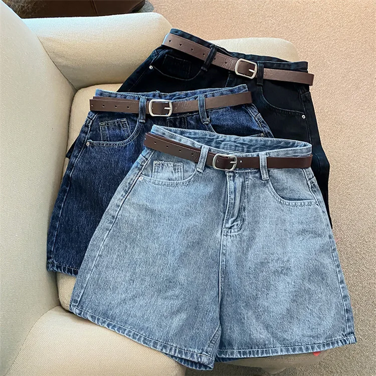 데님 반바지 여성 여름 신작 트렌디 인스타그램 하이 웨이스트 심플 슬리밍 루즈 와이드 레그 다용도 A 라인 핫팬츠