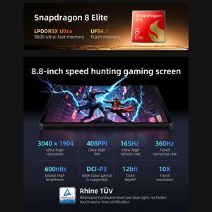 레노버 리전 Y700 4세대 TB322FC 256GB/512GB ROM 스냅드래곤 8 엘리트 8.8인치 165Hz 디스플레이 7600mAh 68W 고속 충전 게이밍 태블릿 PC
