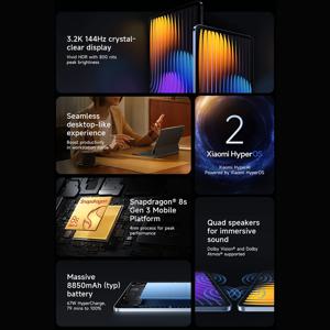 글로벌 버전 샤오미 패드 7 프로 128GB 256GB 512GB 스냅드래곤 8s 3세대 11.2인치 3.2K 144Hz 화면 50MP 카메라 8850mAh 미 태블릿 PC
