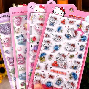 Sanrio 헬로 키티 3D 릴리프 스티커 스크랩북 만화 소녀 Diy 일기 전화 케이스 노트북 수하물 스티커 편지지 데칼