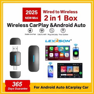 2in1 무선 CarPlay 어댑터 및 안드로이드 자동 미니 박스 듀얼 인터페이스 Type-C/USB 범용 VW Toyota Nissan Honda Seat Volvo