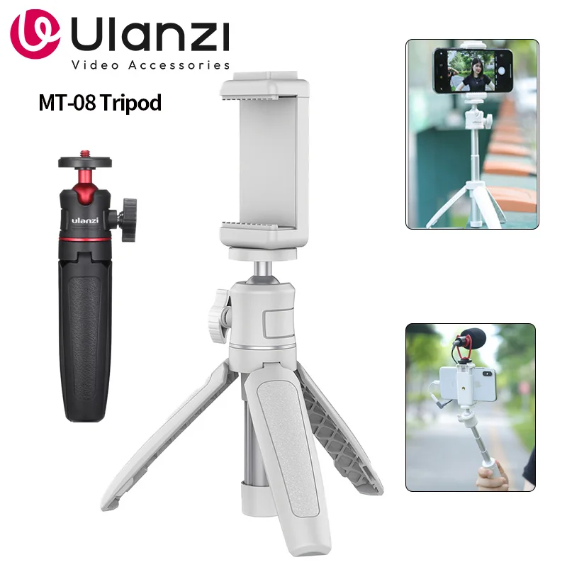Ulanzi MT-08 미니 삼각대 화이트 컬러 접이식 삼각대 모노 포드 마운트 1/4 ''삼각대 범용 DSLR 안드로이드 아이폰 스마트 폰용