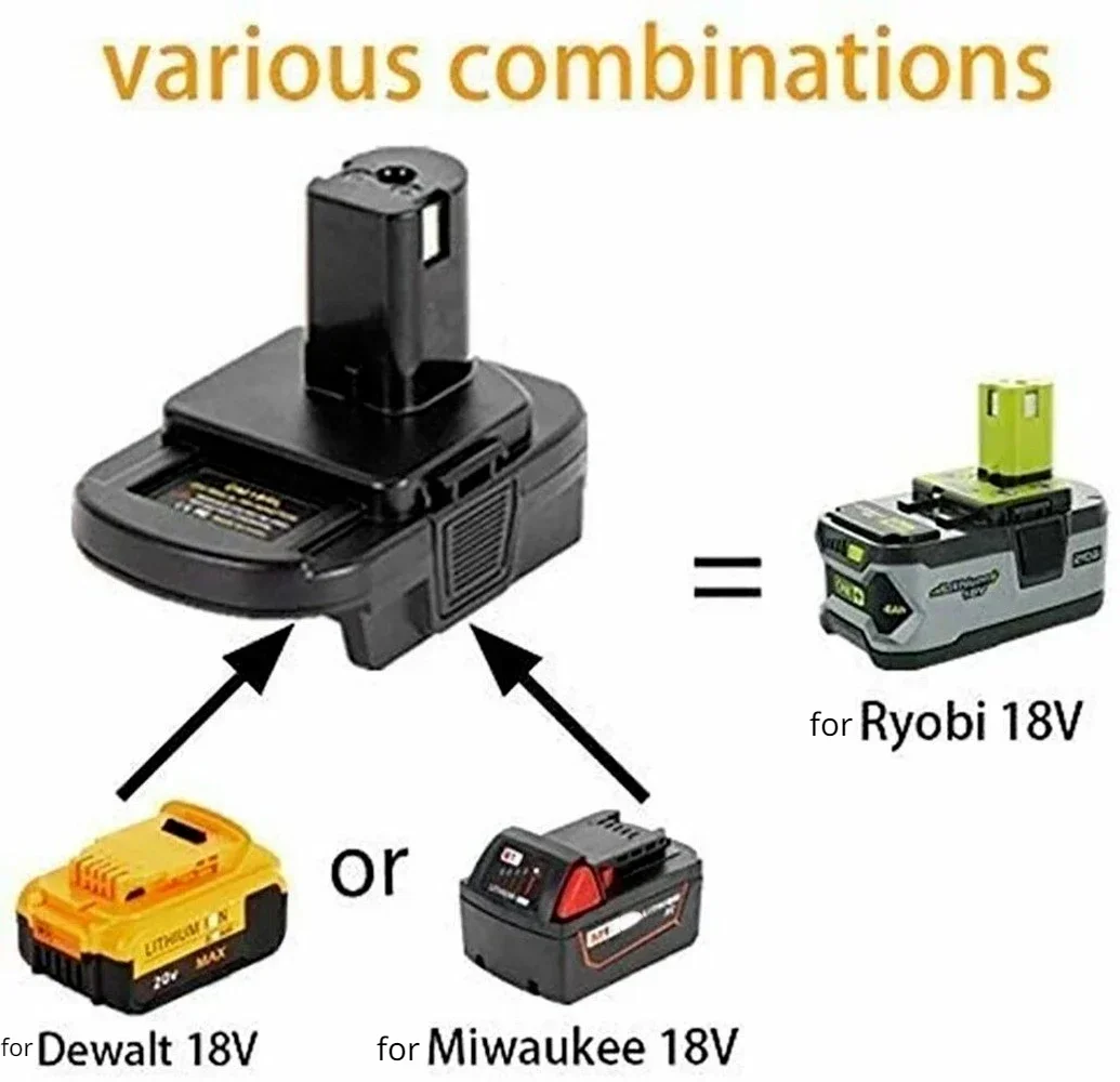 밀워키 배터리용 Ryobi 도구용 Dewalt용 USB 포트가 있는 배터리 어댑터 Ryobi 18V 리튬 이온 배터리용으로 변환