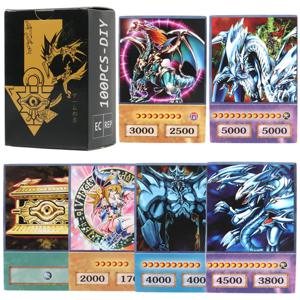 100pcs Yu-Gi-Oh 애니메이션 스타일 카드 파란 눈 다크 마술사 Exodia Obelisk Slifer Ra Yugioh DM 클래식 프록시 DIY 카드 키즈 선물