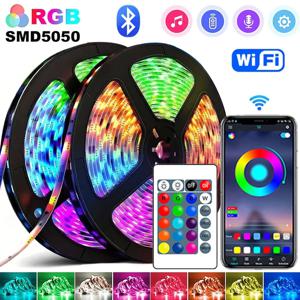 RGB 5050 Led 스트립 조명 5V USB 24 키 블루투스 Wifi 제어 유연한 리본 색상 변경 Led 램프 테이프 룸 장식