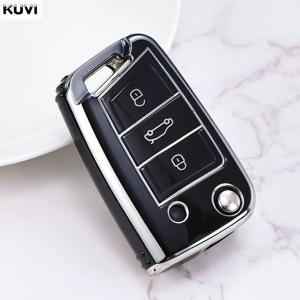 폭스 바겐 골프 7 MK7 Tiguan MK2 T-roc T-cross Skoda Octavia Kodiaq Karoq Seat Ateca Leon Fob 용 자동차 TPU 키 케이스 커버