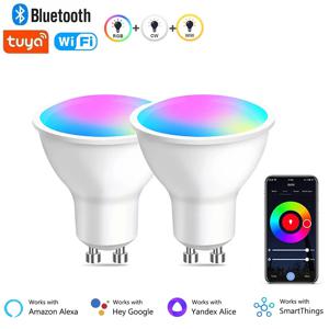 Tuya Led 전구 220V GU10 Wifi 블루투스 스마트 라이프 RGB 스포트라이트 통 거실 천장 Alexa Google Dimmable