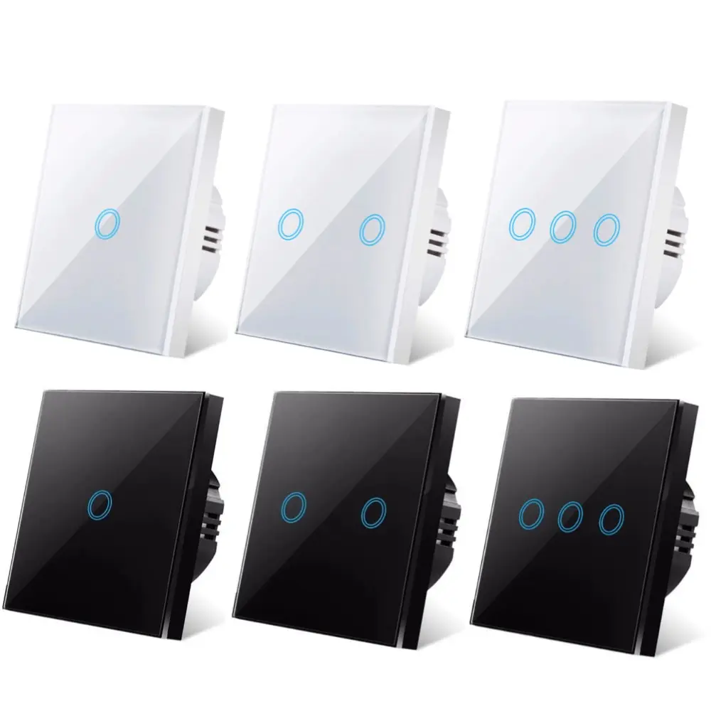 LED 크리스탈 유리 패널 벽 램프 조명 스위치, EU 터치 스위치, AC100-240V LED 센서 스위치, 1/2/3 갱