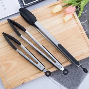 1PC 7/9/12inch 실리콘 주방 바베큐 스테인레스 스틸 실리콘 주방 바베큐 스테이크 바베큐 빵 음식 클립