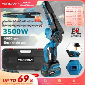 YOFIDRA 8인치 브러시리스 전기 전기톱 무선 목공 전정 톱 정원 절단 전동 공구 (마키타 18V 배터리 핀용)