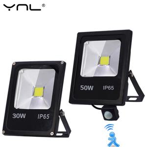 220V Led 투광 조명 10W 30W 50W 반사판 홍수 빛 방수 Ip65 정원 스포트라이트 Pir 모션 센서 벽 야외 조명