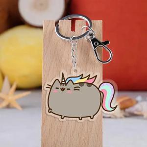 Pusheens 열쇠 고리 애니메이션 그림 Kawaii 귀여운 고양이 열쇠 고리 가방 배낭 만화 아크릴 펜던트 장식 액세서리 어린이 장난감 선물