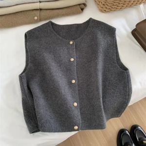 C.New S 가을 새로운 여성 카디건 한국어 우아한 니트 민소매 여성 캐주얼 스웨터 탱크 슬림 패션 숙녀 캐주얼상의