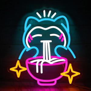 포켓몬 라멘 네온 불빛 귀여운 곰 로그인 블루 디 밍이 가능한 Led 네온 사인 레스토랑 홈 바 카페 일본 국수 가게 장식 선물