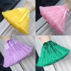 Womens Layered Pleated Tulle 페티코트 투투 푹신한 파티 코스프레 스커트 신축성있는 허리 공주 발레 댄스 페티코트 언더 셔츠