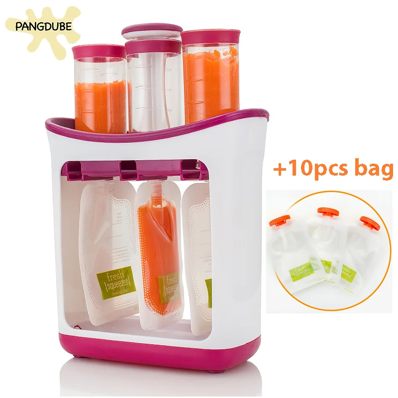 팡두베 B  aby 보완 식품 짜기 스테이션 10pcs 짜기 가방 베이비 푸드 디스펜서 기계 베이비 푸드 밀스
