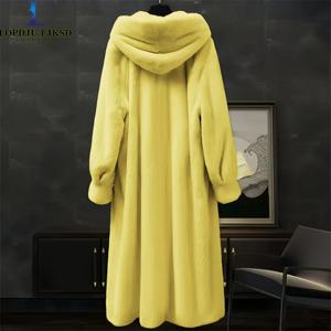 여성용 가짜 밍크 모피 코트, 덮힌 버튼 자켓, 후드 오버코트, 여성 의류, Thicken Warm, New, Winter, 2025