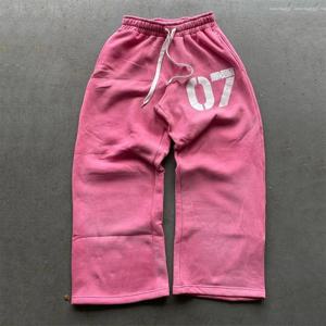Ropa hombre 아메리칸 레트로 니트 바지 남성 Y2k 스트리트 하라주쿠 오버 사이즈 바지 루즈 캐주얼 와이드 레그 팬츠 여성 스웨트 팬츠