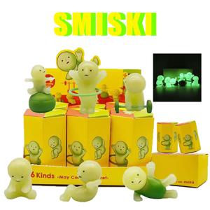 6 개/상자 SMISKI 운동 시리즈 야광운 녹색 인형 블라인드 박스 미스터리 박스 액션 피규어 모델 장난감 팬 어린이 선물