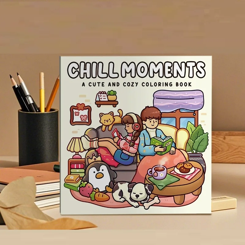 CHILL MOMENTS: 휴식을 위한 귀엽고 아늑한 일상 활동이 담긴 성인용 색칠 공부(아늑한 공간 색칠)