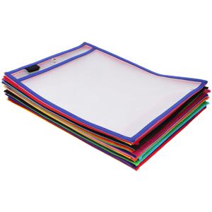 30 Pcs 재사용 가능한 건식 지우기 포켓 슬리브 쓰기 닦기 PVC 방수 클리어 파일 폴더 삽입 튼튼한 교수형 그로멧