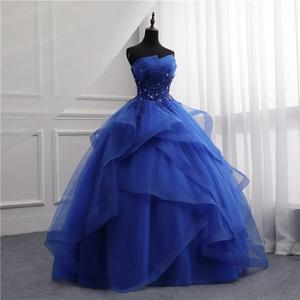 공식적인 이브닝 드레스 볼 가운 우아한 블루 화이트 Strapless 민소매 Priness 이브닝 드레스 파티 새로운 디자인
