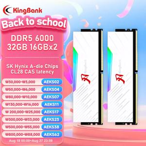 킹뱅크 히트싱크 메모리아 RAM DDR5 6000mhz 16GB 데스크탑 메모리아 DDR5 RAM 듀얼 채널 컴퓨터 데스크탑 PC 하이닉스 A 다이 CL28