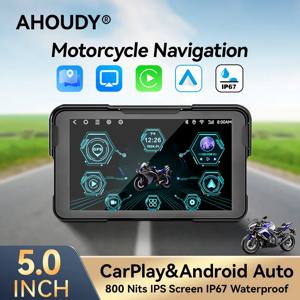 AHOUDY 5 인치 오토바이 네비게이션 무선 CarPlay 안드로이드 자동 IPX7 스크린 모토 모니터 휴대용